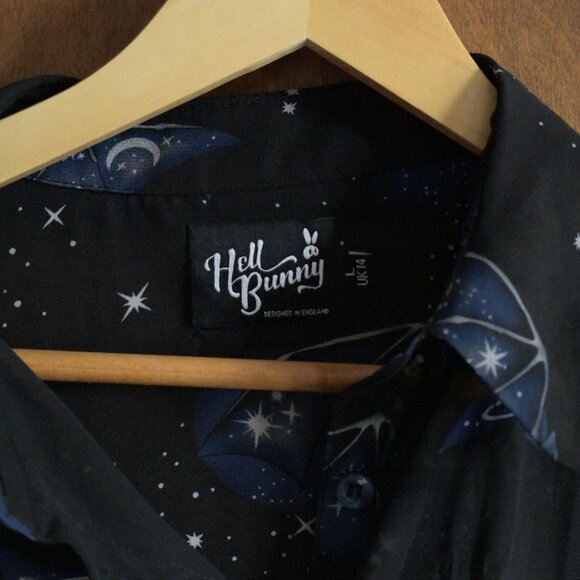 Gorgeous Like-New Bell Bunny Sheer Bats Button-Up. UK 14/US Women's L. - Picture 2 of 5